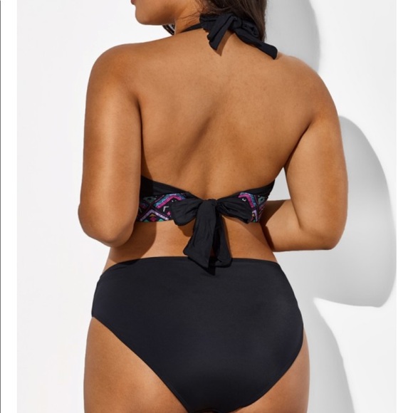 Black and Purple Printed Halter Sexy Bikini Set L - Picture 2 of 2